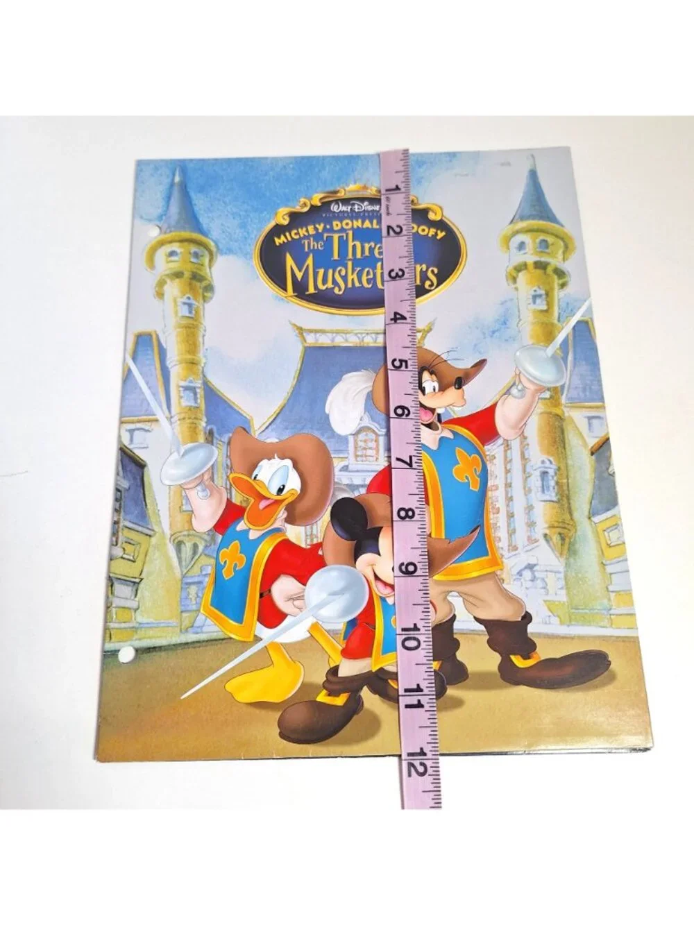 Three Musketeers Pocket Folder Disney Mickey Donald Goofy 3 Hole Vintage